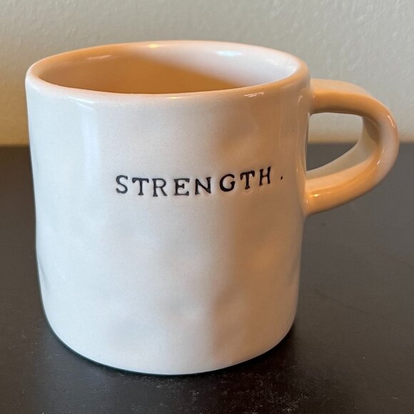 Rae Dunn By Magenta Dimpled Mug  w/ Typewriter Font Single Word STRENGTH. - Picture 2 of 9
